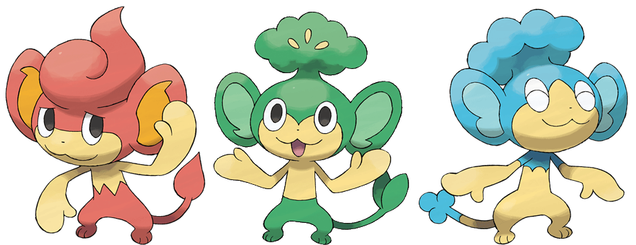 Pansage, Pansear y Panpour: tres nuevos nombres Pokémon