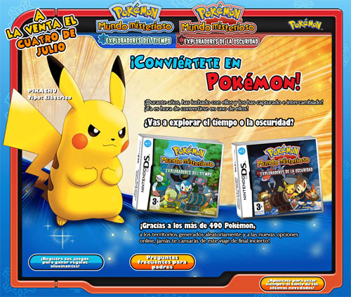 Web Oficial de Pokémon Mundo Misterioso: Exploradores del Tiempo / Exploradores de la Oscuridad