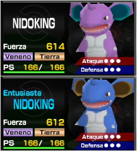 Comparativa de un Nidoking normal y uno shining - Pokémon Rumble