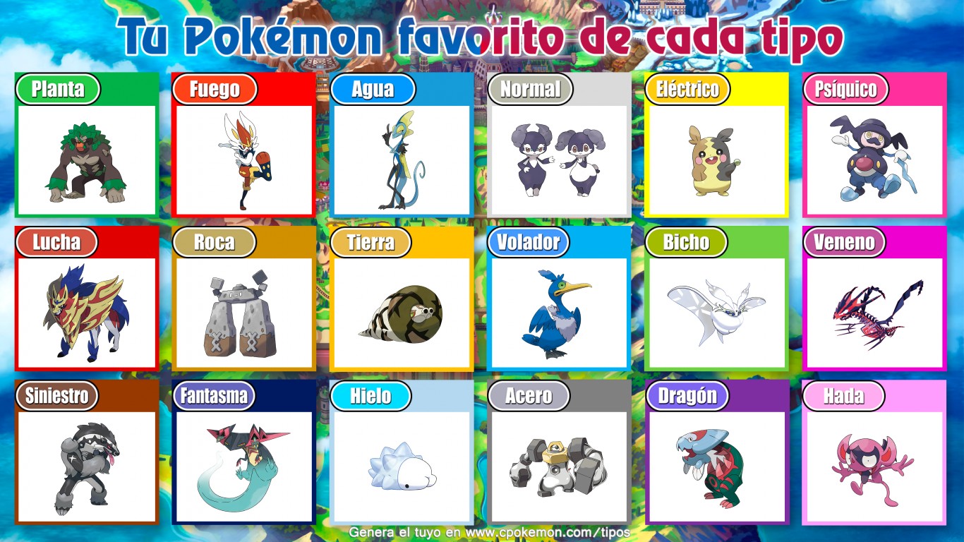 Generador de tus Pokémon favoritos de cada tipo - Centro Pokémon