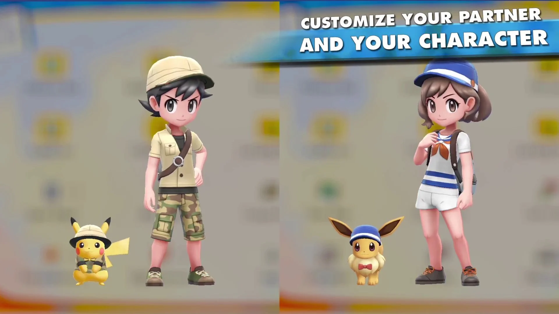 Personalización del Entrenador, Pikachu y Eevee en Pokémon Let’s GO