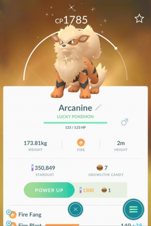 pokemon suerte arcanine pokemon go