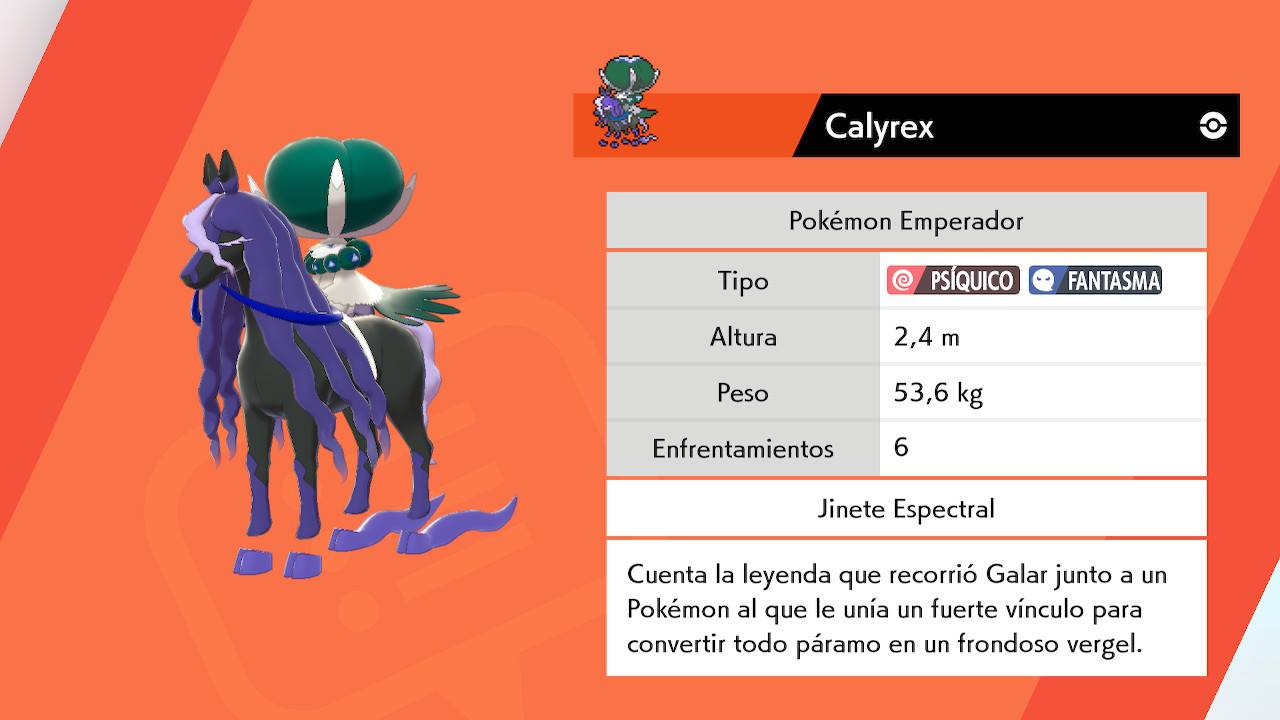 Calyrex Spectrier Pokedex Pokemon Espada Escudo