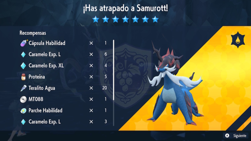 Samurott De Hisui Teraincursion 7 Estrellas Recompensas Pokemon Escarlata Purpura