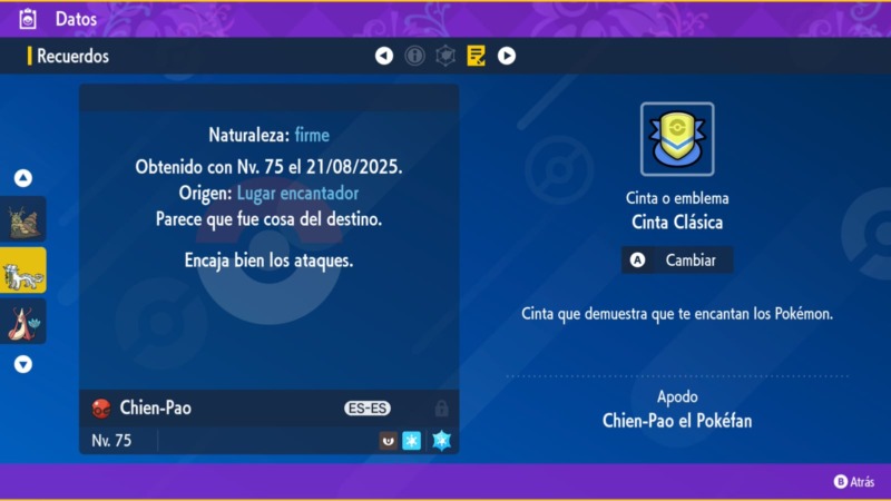 Chien Pao Shiny Regalo Misterioso Ficha 03 Pokemon Escarlata Purpura