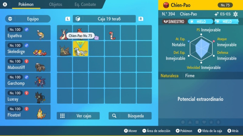 Chien Pao Shiny Regalo Misterioso Juez Ivs Pokemon Escarlata Purpura