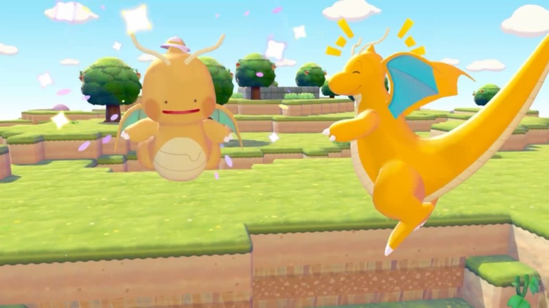 Ditto transformado en Dragonite para volar