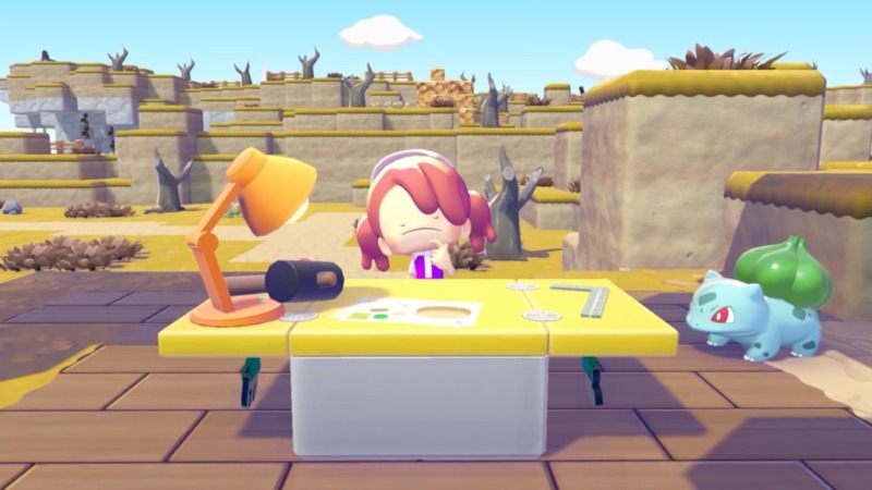 Ditto en su mesa de trabajo de Pokémon Pokopia