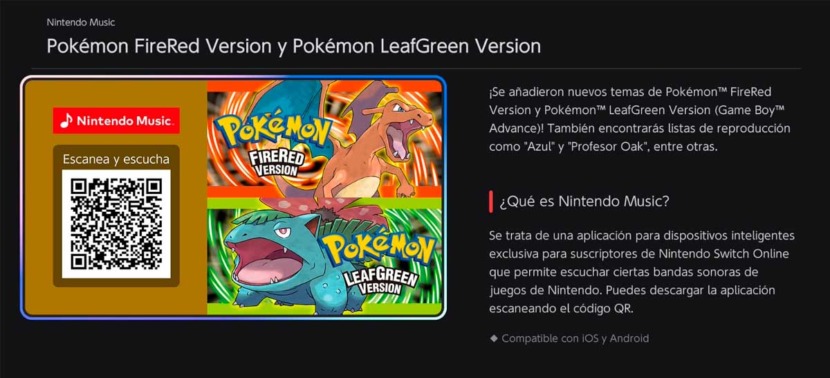 Lista de canciones Pokémon Rojo Fuego en Nintendo Music