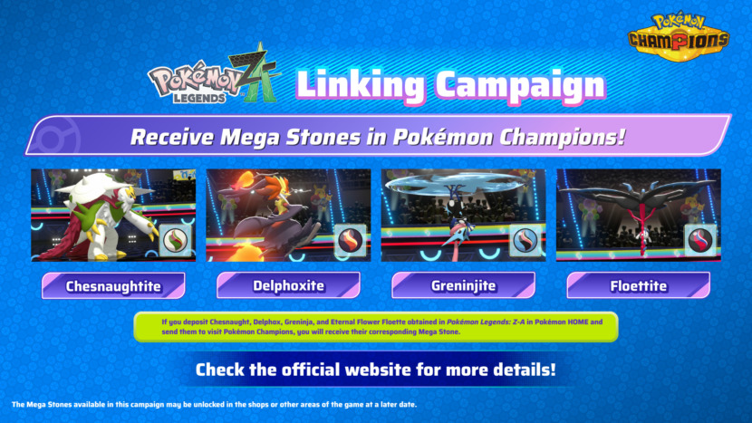 Megapiedras de regalo de Delphox, Chessnaught, Greninja y Floette Flor Eterna para Pokémon Champions