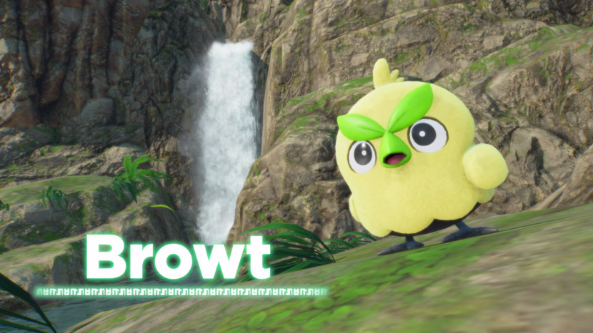 Browt junto a una cascada en el tráiler de Pokémon Viento y Pokémon Ola