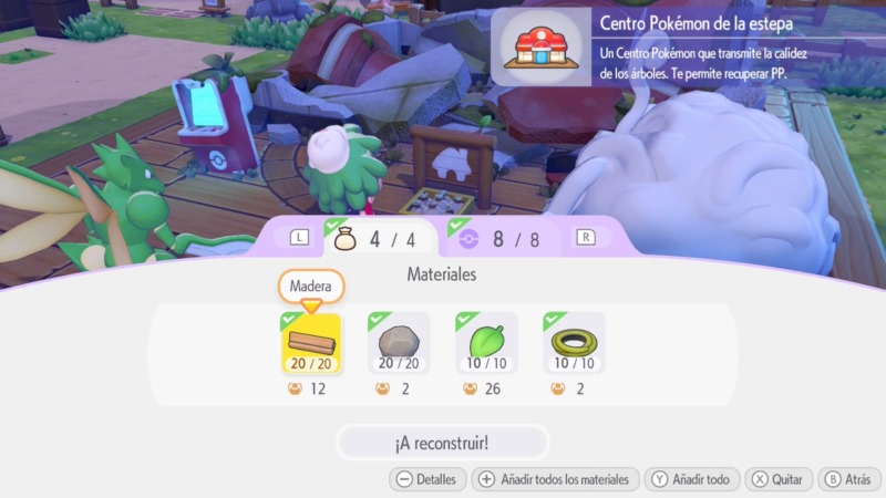 Materiales Solicitados Centro Pokemon Estepa Pokopia