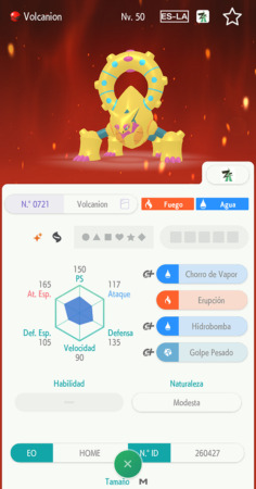 Volcanion Shiny Ficha Home