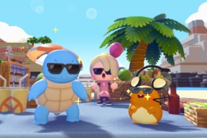 Ditto, Squirtle y Dedenne con lentes de sol en Pokémon Pokopia Parte 2 del Pase de Expensión