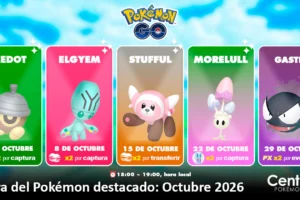 Hora destacada Pokémon GO octubre 2026: fechas, horarios, bonus y shiny